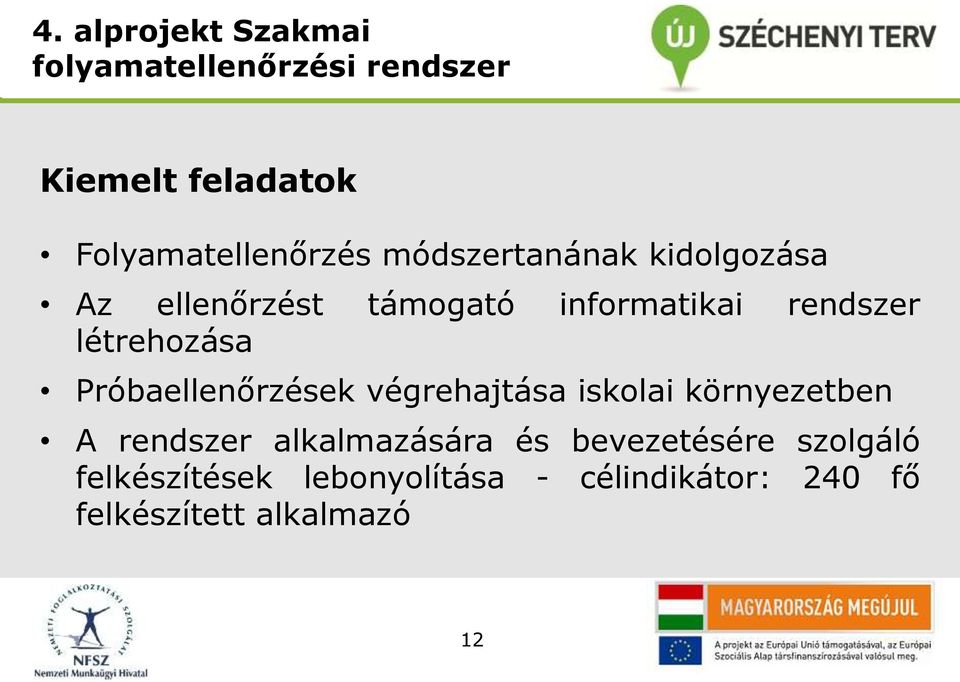 Próbaellenőrzések végrehajtása iskolai környezetben A rendszer alkalmazására és