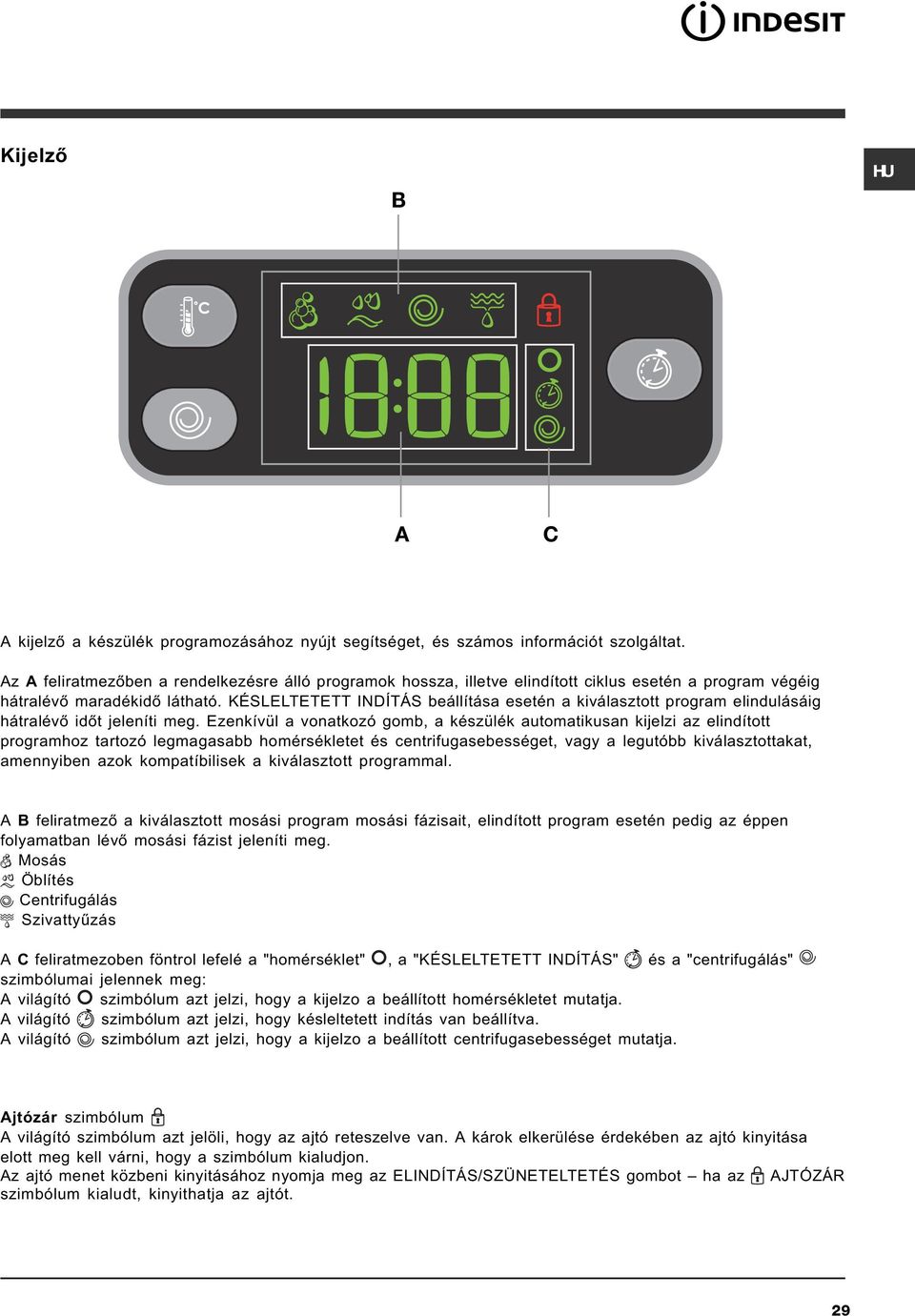 KÉSLELTETETT INDÍTÁS beállítása esetén a kiválasztott program elindulásáig hátralévõ idõt jeleníti meg.