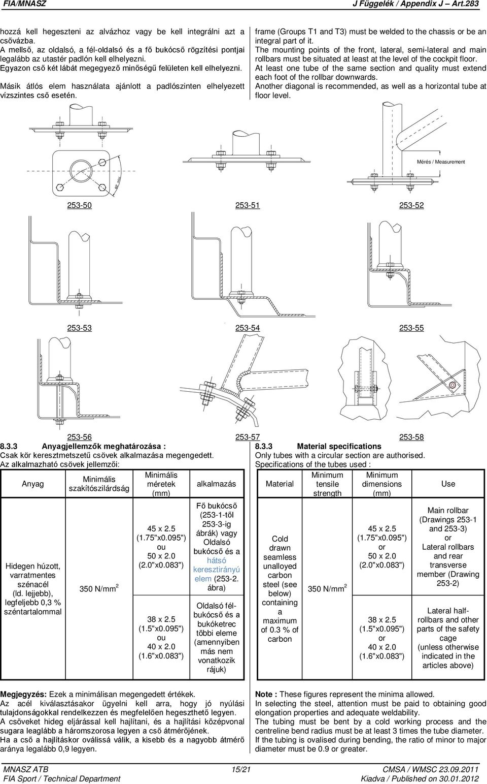 frame (Groups T1 and T3) must be welded to the chassis or be an integral part of it.