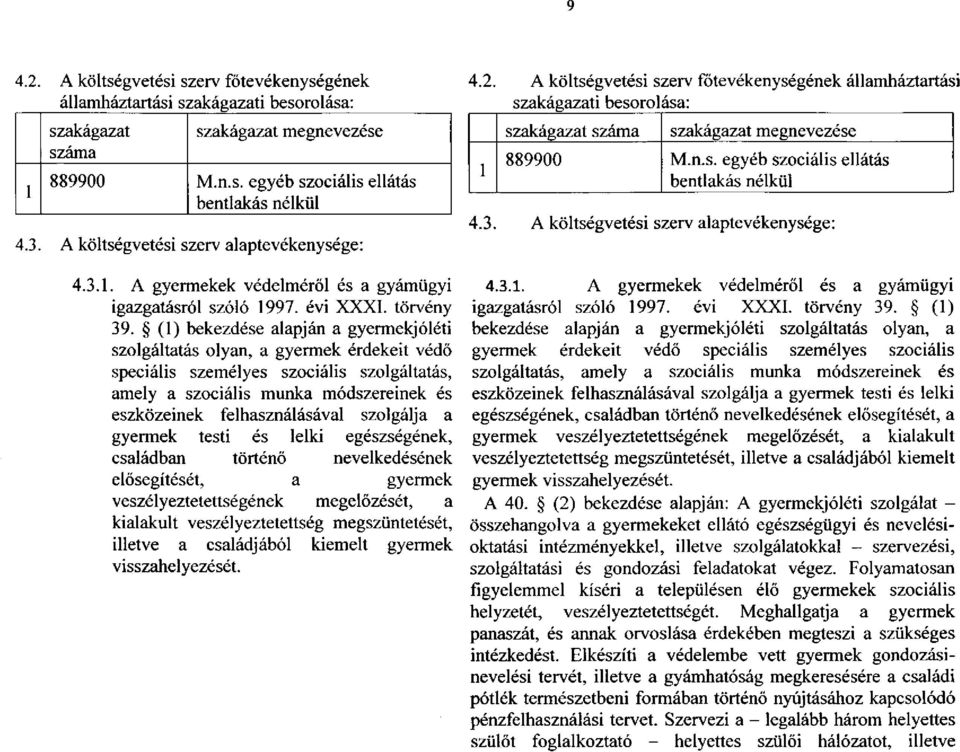 (1) bekezdése alapján a gyermekjóléti szolgáltatás olyan, a gyermek érdekeit védő speciális személyes szociális szolgáltatás, amely a szociális munka módszereinek és eszközeinek felhasználásával