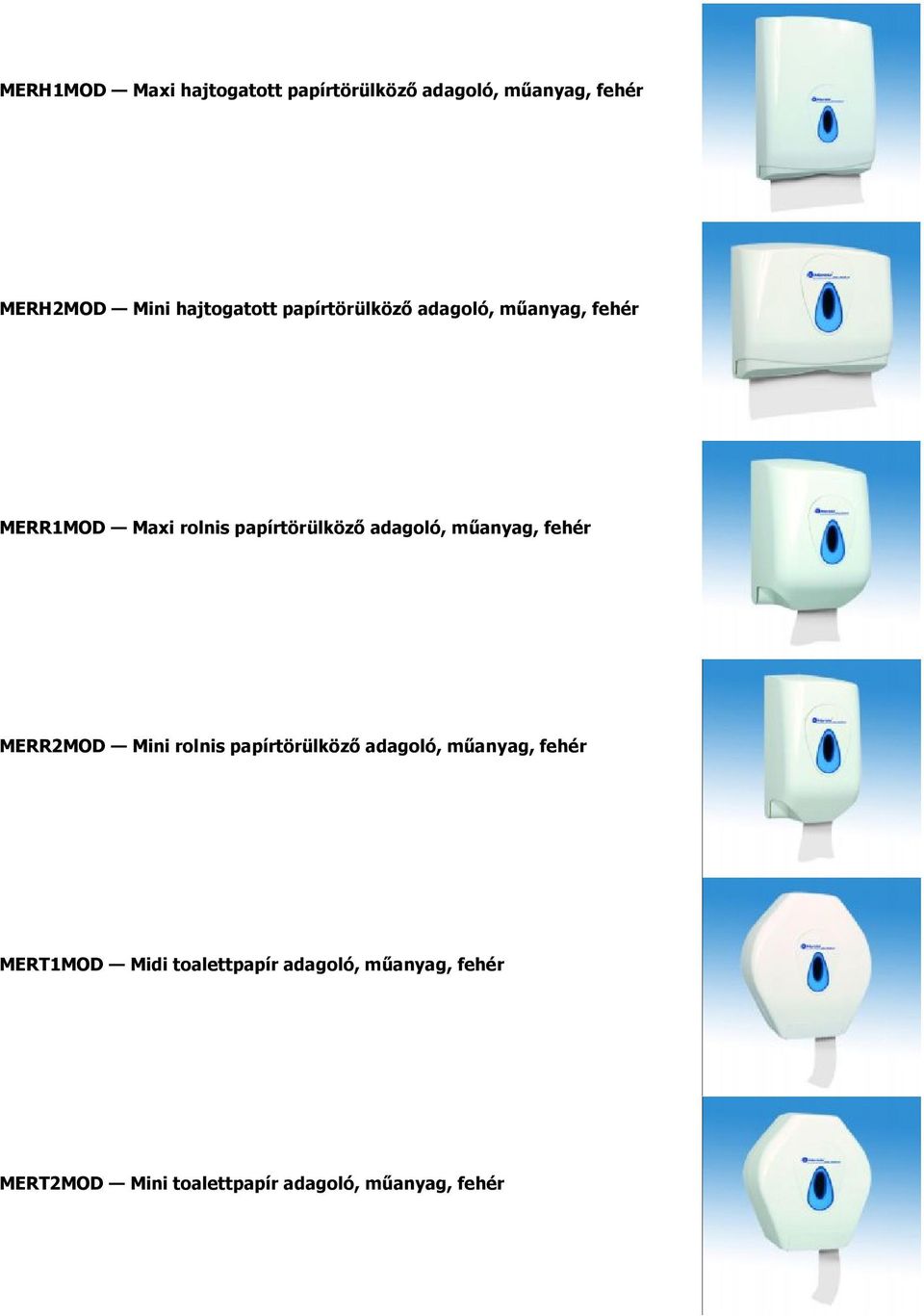 adagoló, műanyag, fehér MERR2MOD Mini rolnis papírtörülköző adagoló, műanyag, fehér