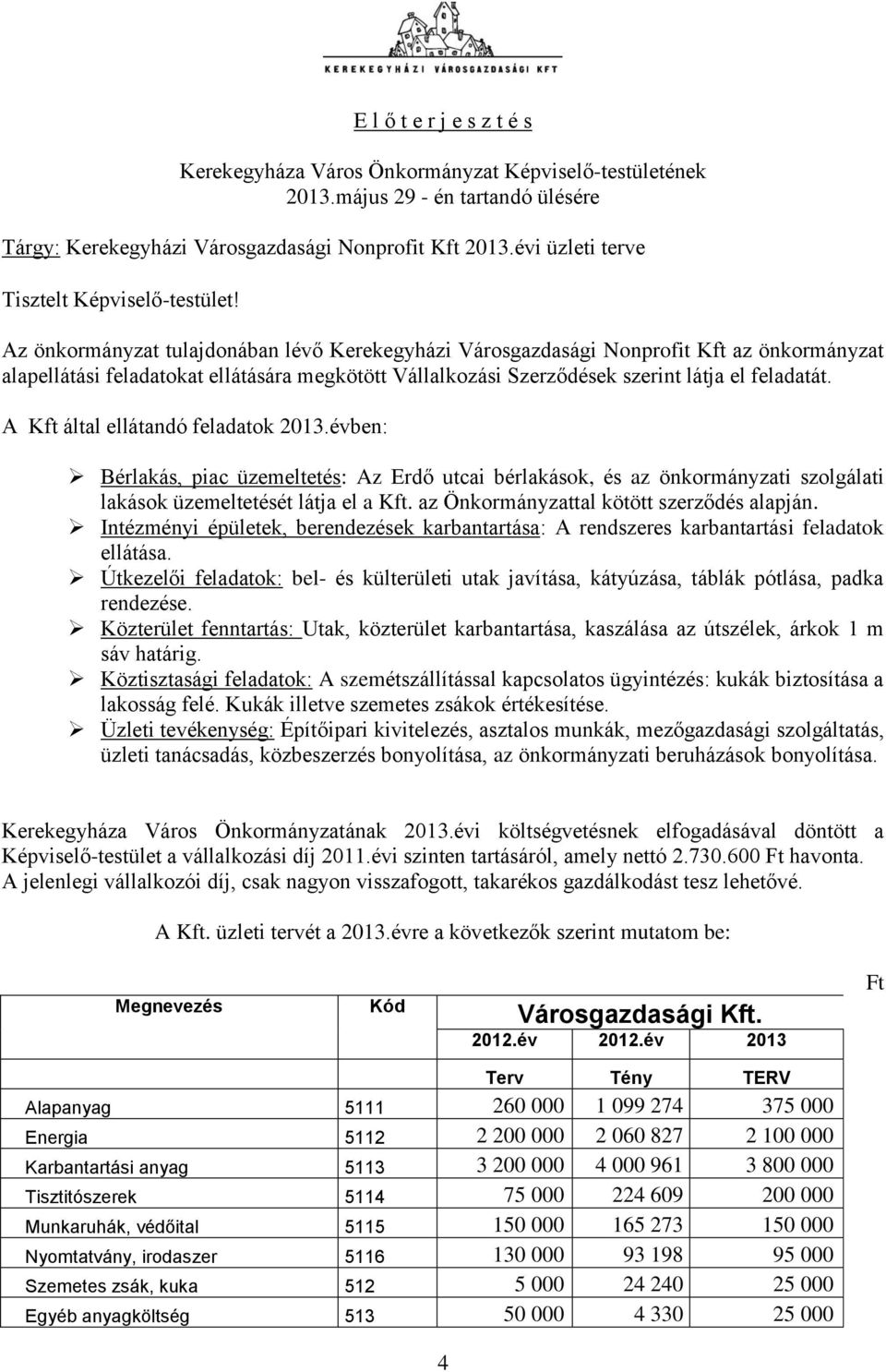 Az önkormányzat tulajdonában lévő Kerekegyházi Városgazdasági Nonprofit Kft az önkormányzat alapellátási feladatokat ellátására megkötött Vállalkozási Szerződések szerint látja el feladatát.