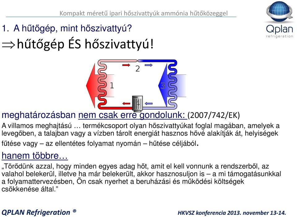 talajban vagy a vízben tárolt energiát hasznos hővé alakítják át, helyiségek fűtése vagy az ellentétes folyamat nyomán hűtése céljából.