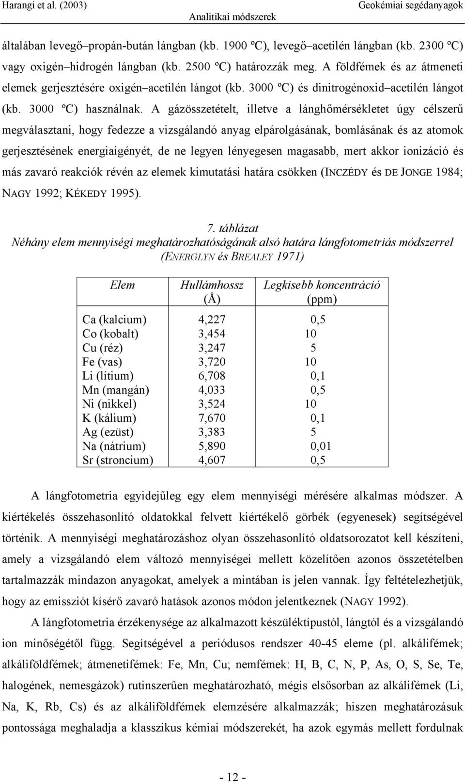 A gázösszetételt, illetve a lánghőmérsékletet úgy célszerű megválasztani, hogy fedezze a vizsgálandó anyag elpárolgásának, bomlásának és az atomok gerjesztésének energiaigényét, de ne legyen