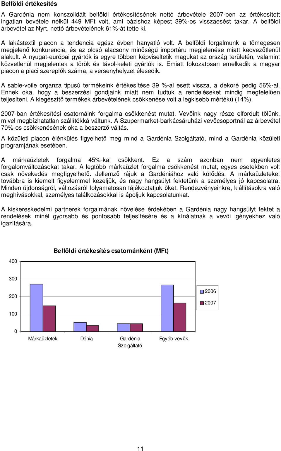 A belföldi forgalmunk a tömegesen megjelenı konkurencia, és az olcsó alacsony minıségő importáru megjelenése miatt kedvezıtlenül alakult.