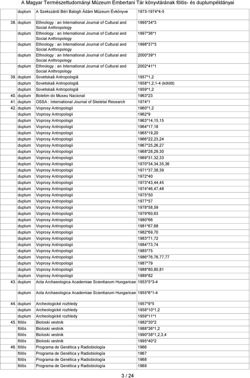 an International Journal of Cultural and 1998*37*3 Social Anthropology duplum Ethnology : an International Journal of Cultural and 2000*39*1 Social Anthropology duplum Ethnology : an International