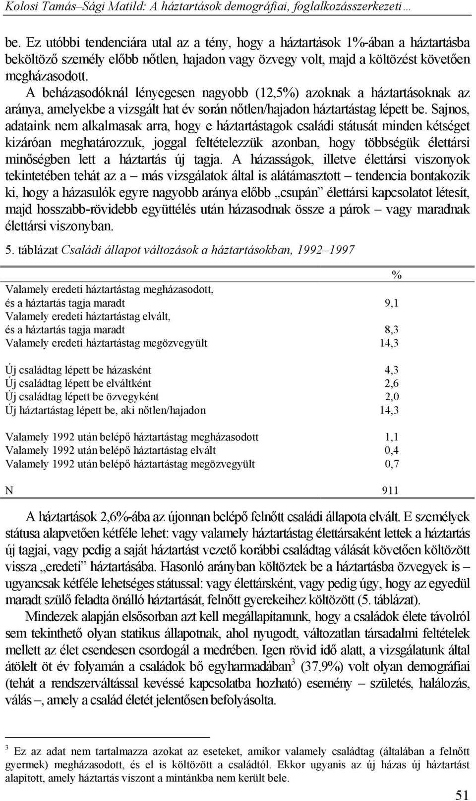 Sajnos, adataink nem alkalmasak arra, hogy e háztartástagok családi státusát minden kétséget kizáróan meghatározzuk, joggal feltételezzük azonban, hogy többségük élettársi minőségben lett a háztartás