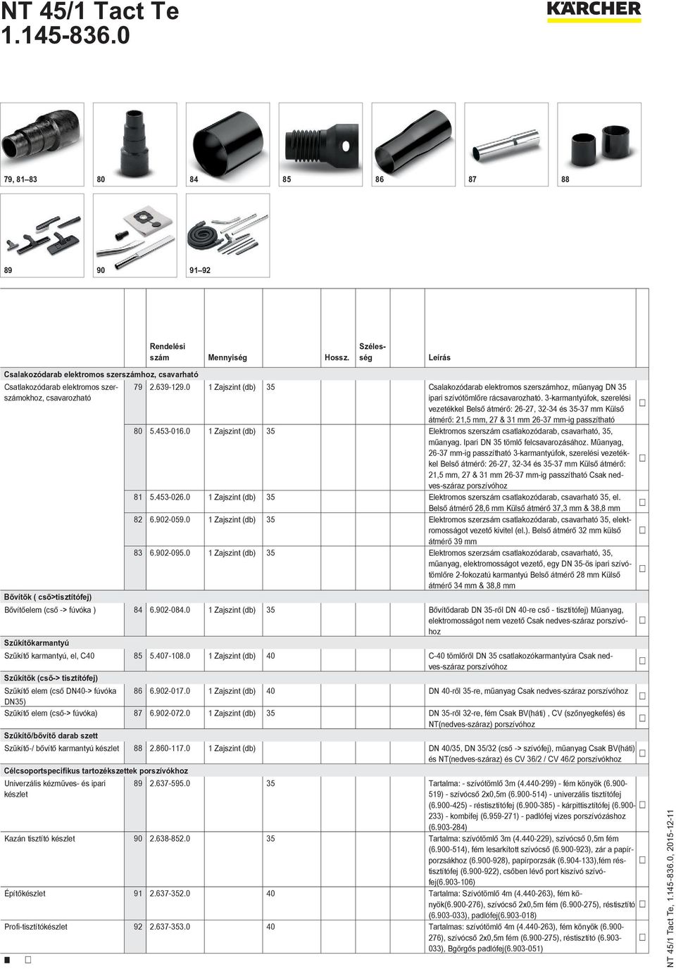 3-karmantyúfok, szerelési vezetékkel Belső átmérő: 26-27, 32-34 és 35-37 mm Külső átmérő: 21,5 mm, 27 & 31 mm 26-37 mm-ig passzítható 80 5.453-016.