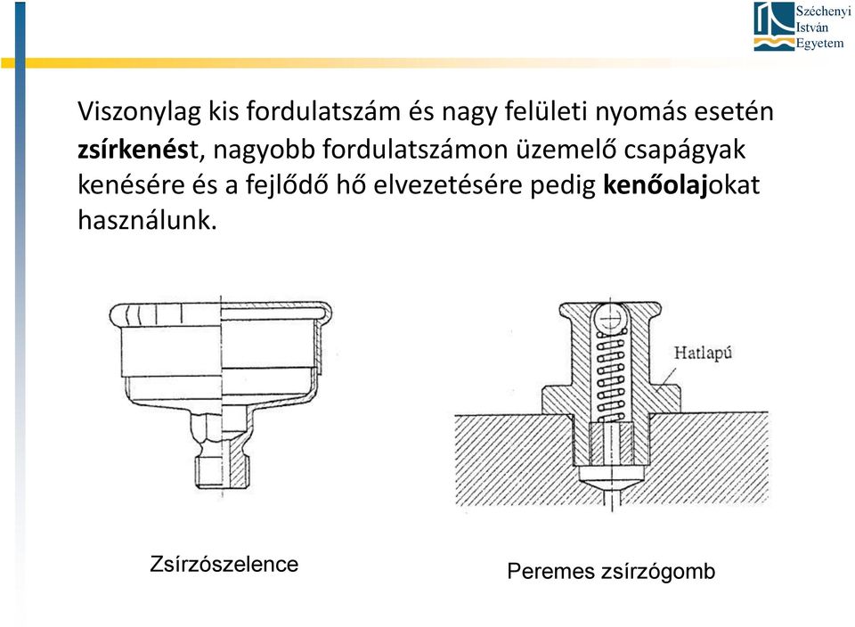 csapágyak kenésére és a fejlődő hő elvezetésére pedig