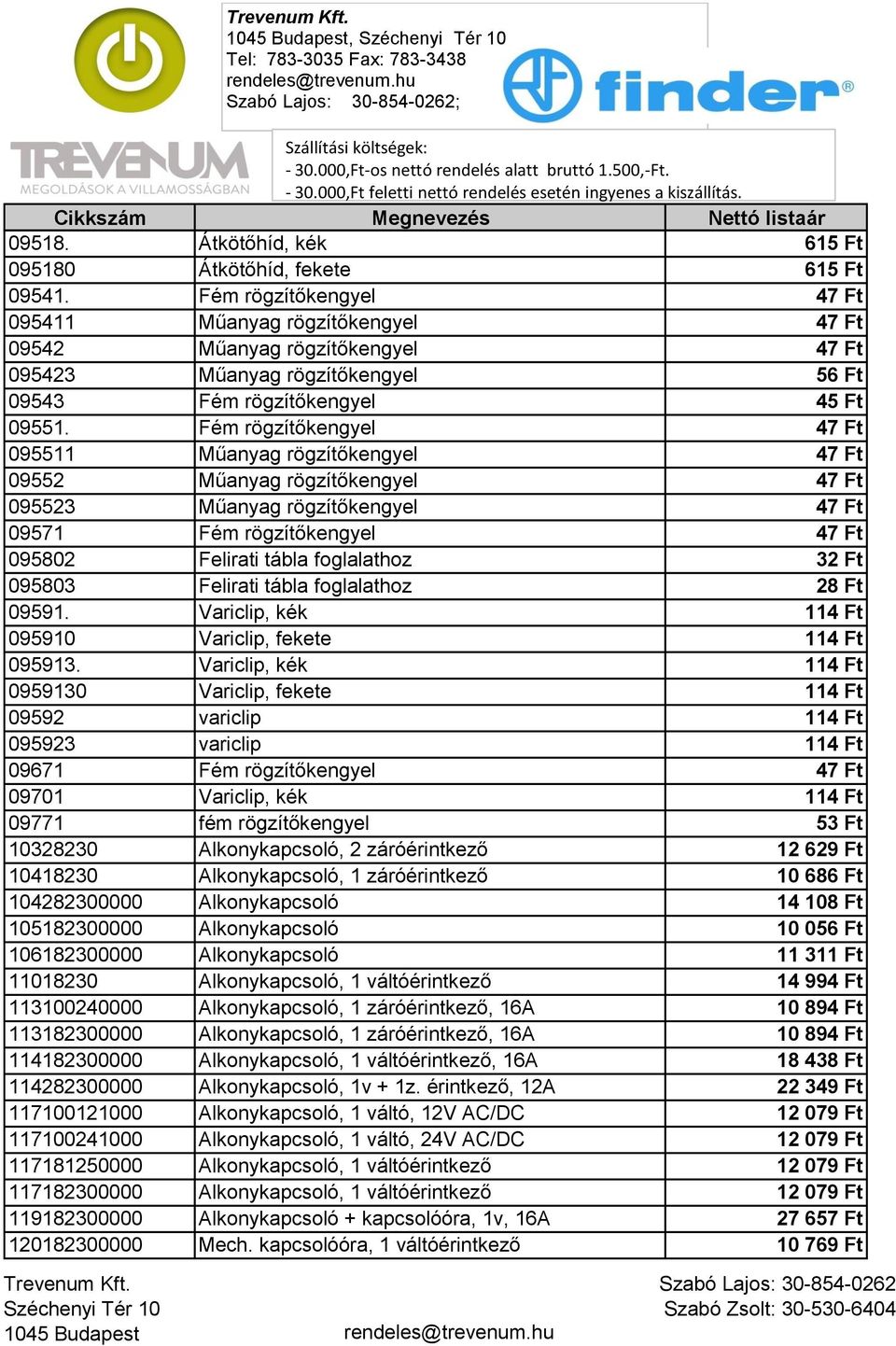 Fém rögzítőkengyel 47 Ft 095511 Műanyag rögzítőkengyel 47 Ft 09552 Műanyag rögzítőkengyel 47 Ft 095523 Műanyag rögzítőkengyel 47 Ft 09571 Fém rögzítőkengyel 47 Ft 095802 Felirati tábla foglalathoz 32