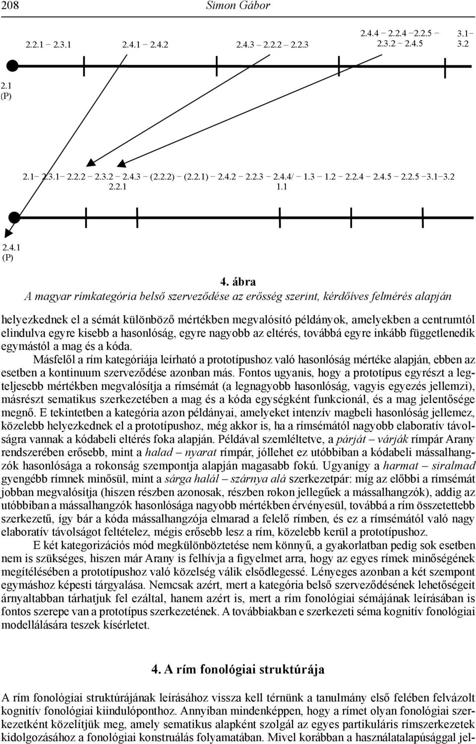 kisebb a hasonlóság, egyre nagyobb az eltérés, továbbá egyre inkább függetlenedik egymástól a mag és a kóda.