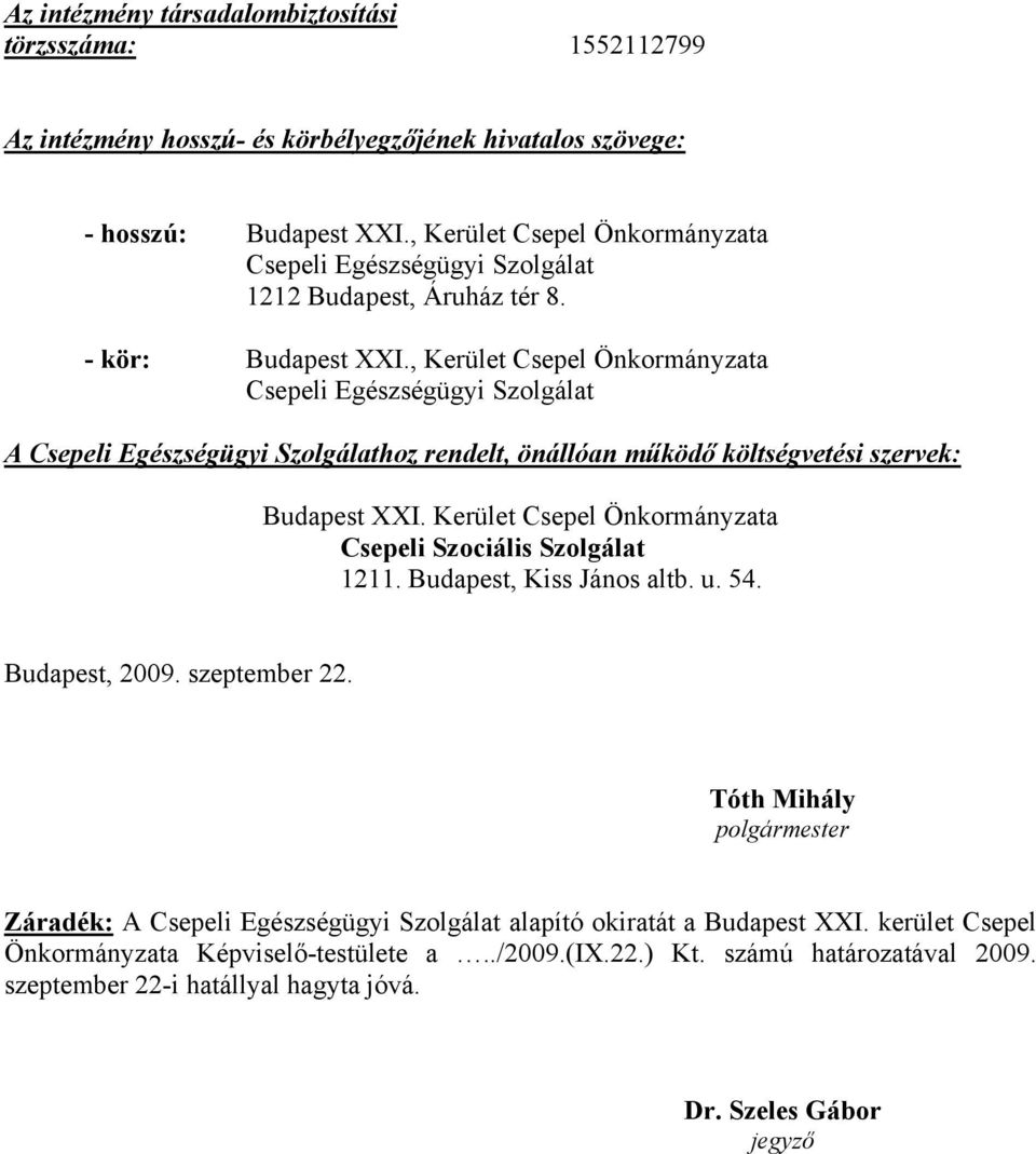 , Kerület Csepel Önkormányzata A hoz rendelt, önállóan működő költségvetési szervek: Budapest XXI. Kerület Csepel Önkormányzata Csepeli Szociális Szolgálat.