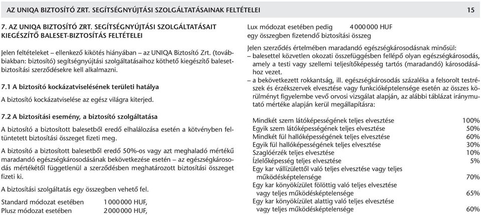 (to váb - biak ban: biz to sí tó) se gít ség nyúj tá si szol gál ta tá sai hoz köt he tô kiegé szí tô balesetbiz to sí tá si szer zô dé sek re kell al kal maz ni. 7.