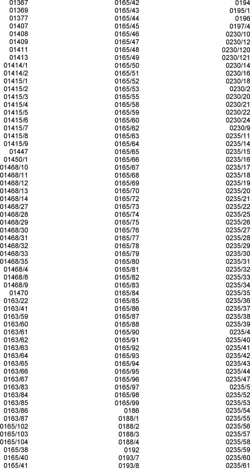 0163/84 0163/85 0163/86 0163/87 0165/102 0165/103 0165/104 0165/38 0165/40 0165/41 0165/42 0165/43 0165/44 0165/45 0165/46 0165/47 0165/48 0165/49 0165/50 0165/51 0165/52 0165/53 0165/55 0165/58