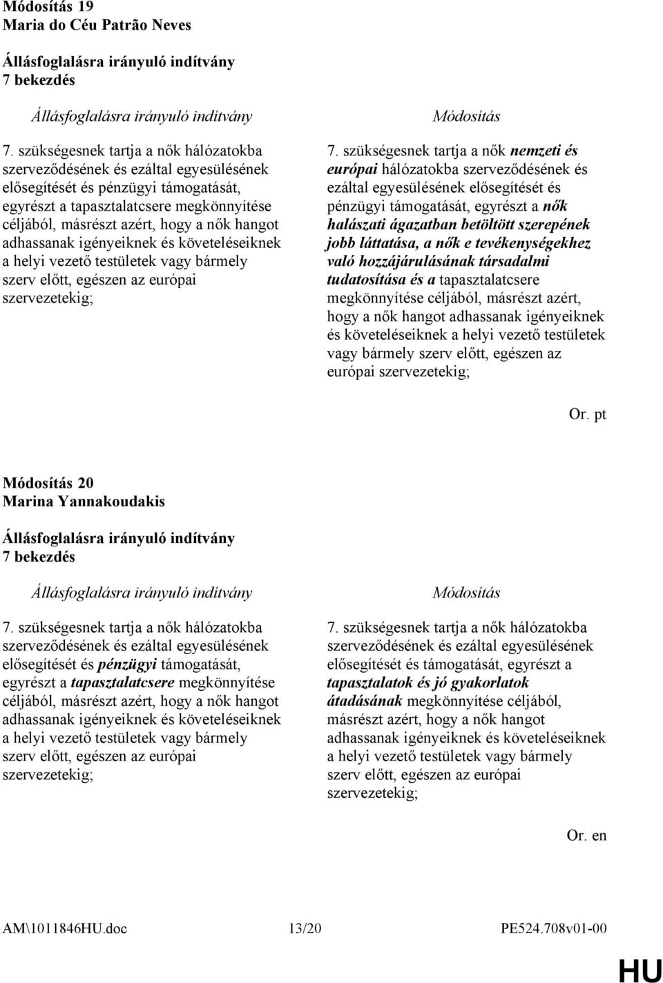 hangot adhassanak igényeiknek és követeléseiknek a helyi vezető testületek vagy bármely szerv előtt, egészen az európai szervezetekig; 7.