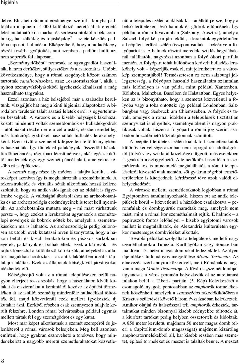 az ételkészítés padlóba taposott hulladéka. Elképzelhetõ, hogy a hulladék egy részét kosárba gyûjtötték, ami azonban a padlóra hullt, azt nem seperték fel alaposan.