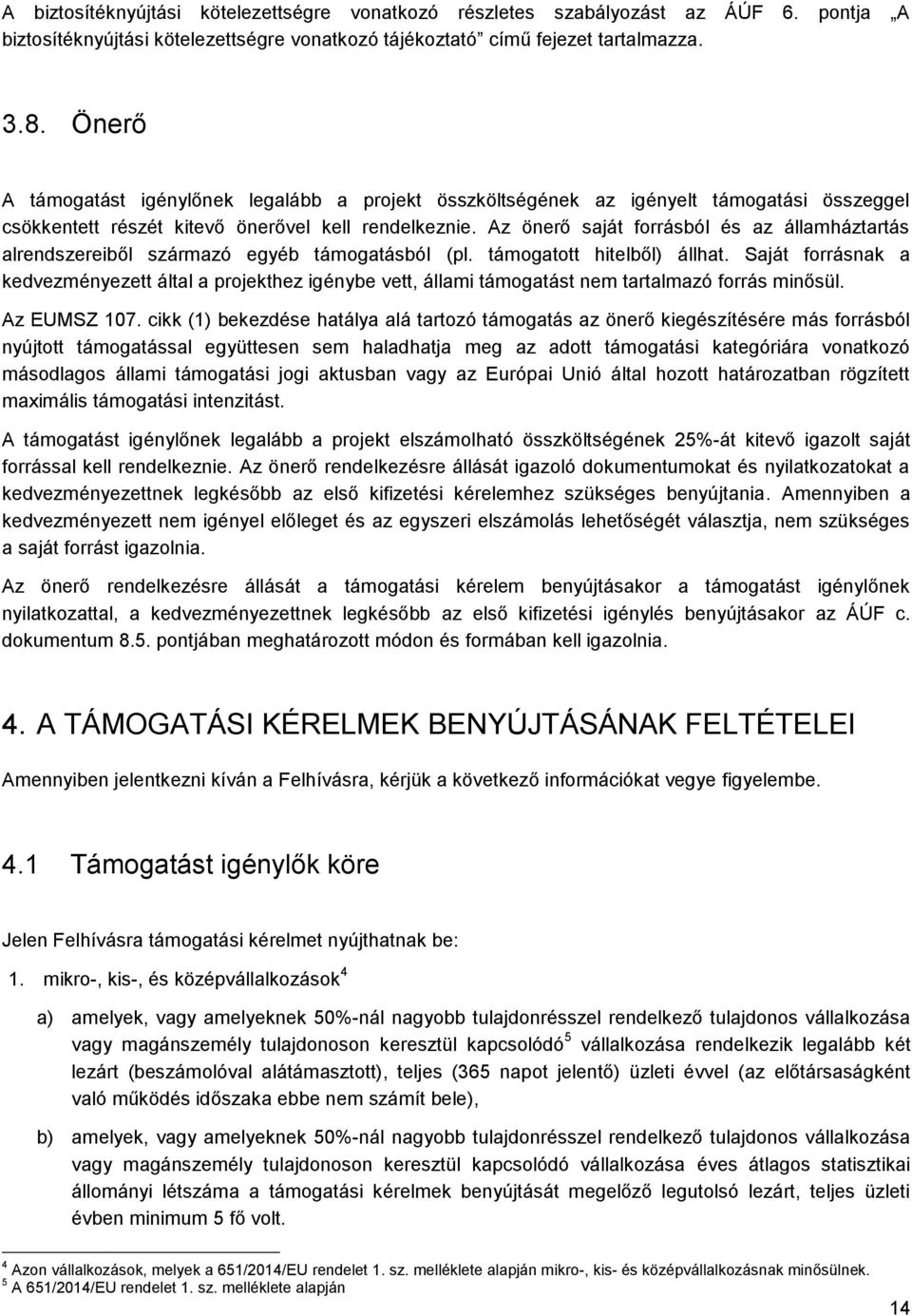 Az önerő saját forrásból és az államháztartás alrendszereiből származó egyéb támogatásból (pl. támogatott hitelből) állhat.