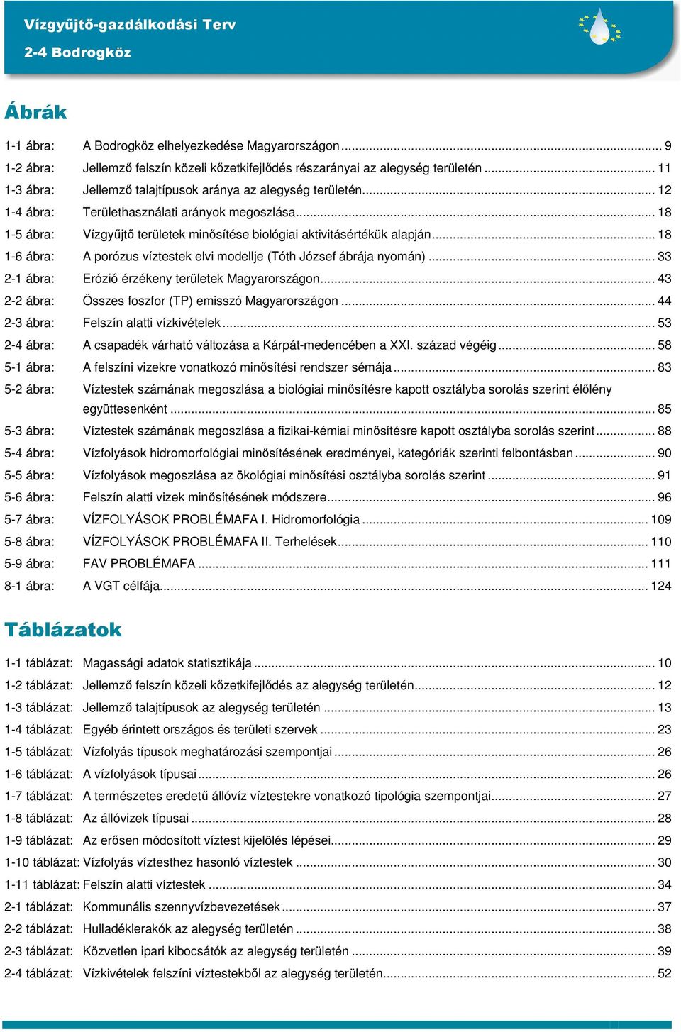 .. 18 1-6 ábra: A porózus víztestek elvi modellje (Tóth József ábrája nyomán)... 33 2-1 ábra: Erózió érzékeny területek Magyarországon... 43 2-2 ábra: Összes foszfor (TP) emisszó Magyarországon.