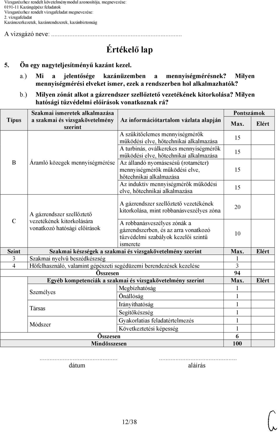 Szakmai ismeretek alkalmazása a szakmai és vizsgakövetelmény szerint Áramló közegek mennyiségmérése A gázrendszer szellőztető vezetékének kitorkolására vonatkozó hatósági előírások Az