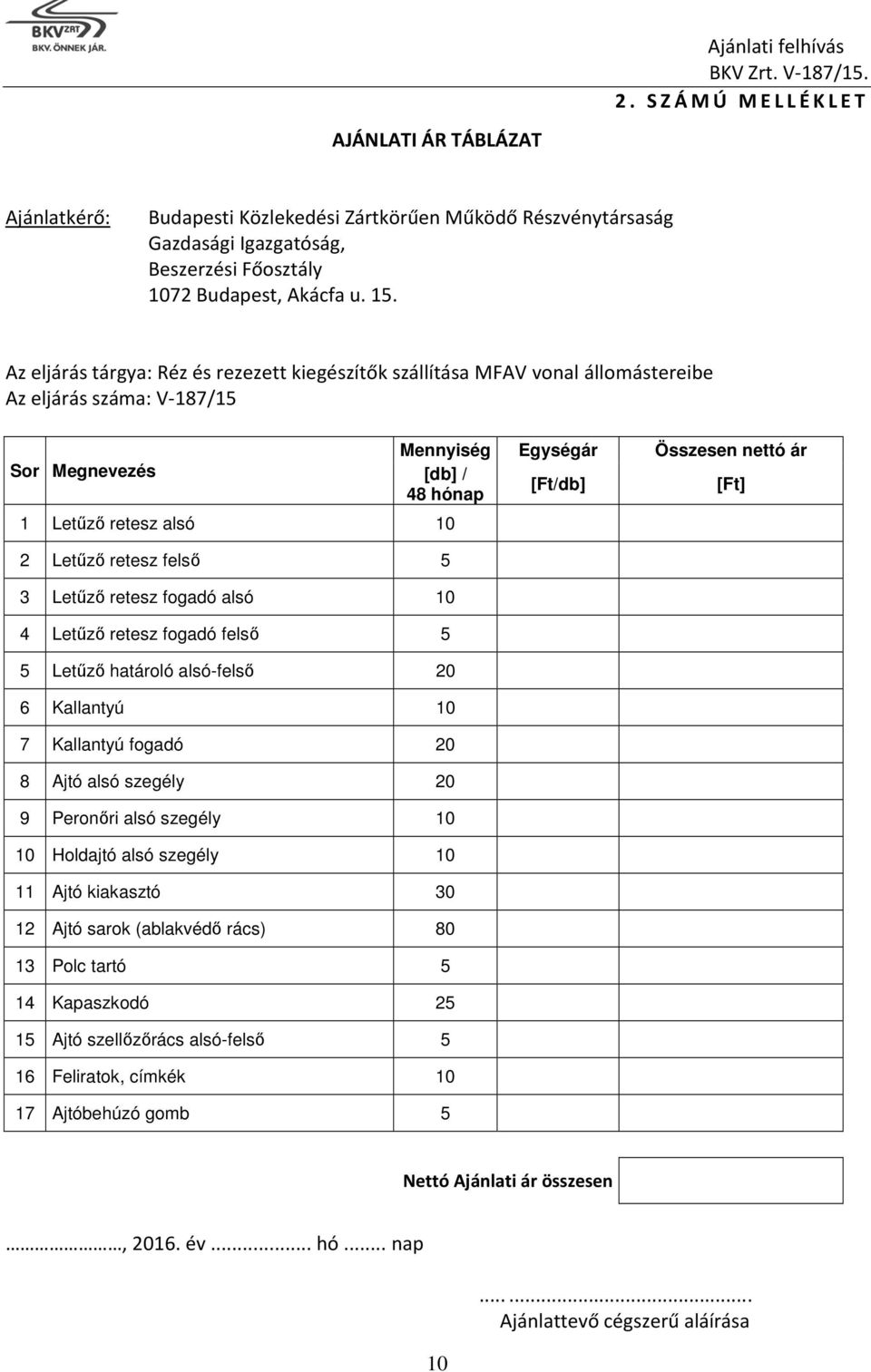 alsó 10 4 Letűző retesz fogadó felső 5 5 Letűző határoló alsó-felső 20 6 Kallantyú 10 7 Kallantyú fogadó 20 8 Ajtó alsó szegély 20 9 Peronőri alsó szegély 10 10 Holdajtó alsó szegély 10 11 Ajtó