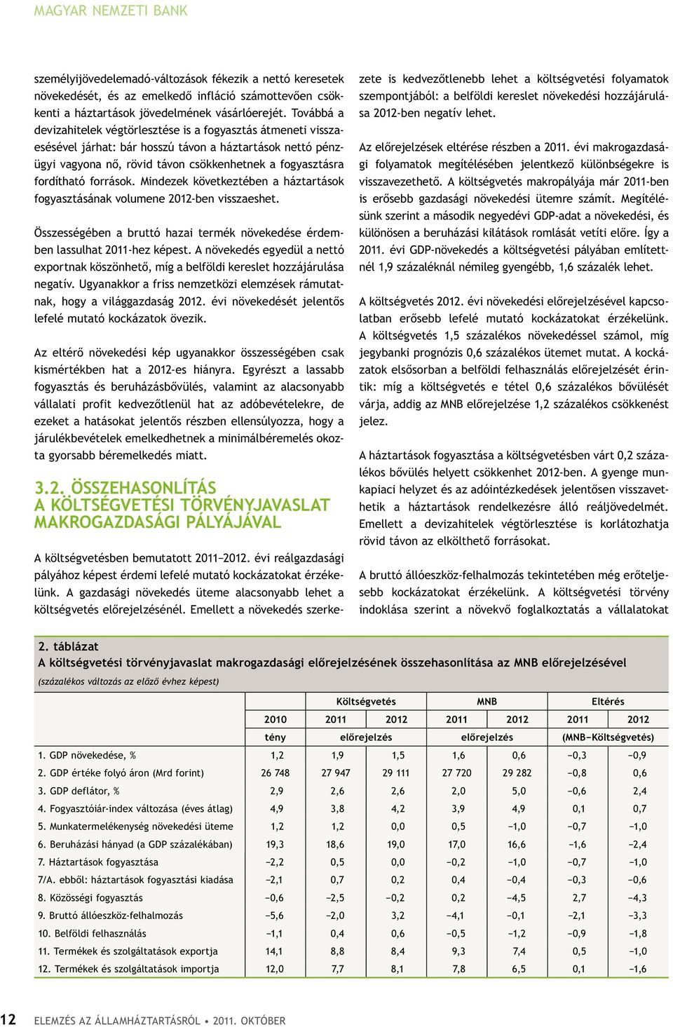 források. Mindezek következtében a háztartások fogyasztásának volumene 2012-ben visszaeshet. Összességében a bruttó hazai termék növekedése érdemben lassulhat 2011-hez képest.