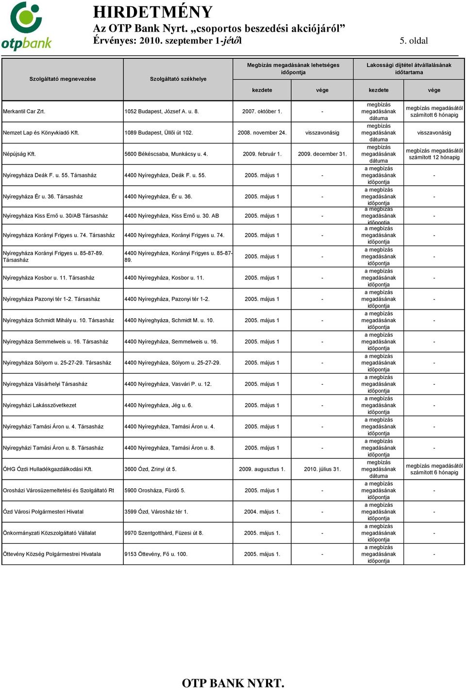 május 1 Nyíregyháza Ér u. 36. Társasház 4400 Nyíregyháza, Ér u. 36. 2005. május 1 Nyíregyháza Kiss Ernő u. 30/AB Társasház 4400 Nyíregyháza, Kiss Ernő u. 30. AB 2005.