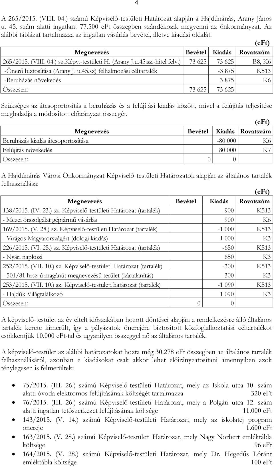 ) 73 625 73 625 B8, K6 -Önerı biztosítása (Arany J. u.45.