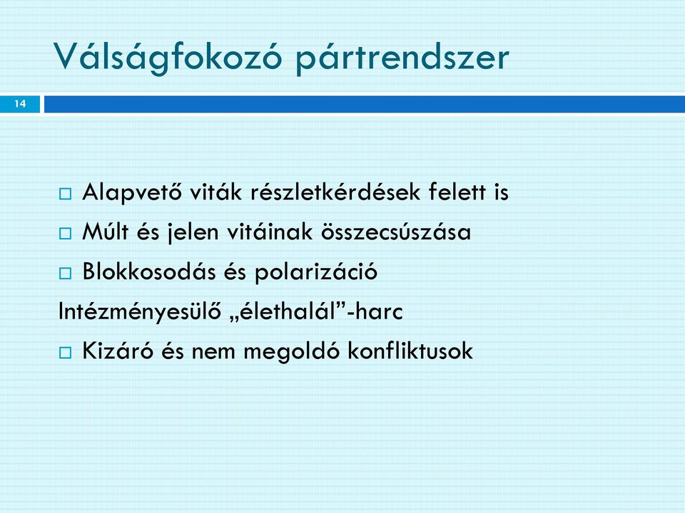 összecsúszása Blokkosodás és polarizáció