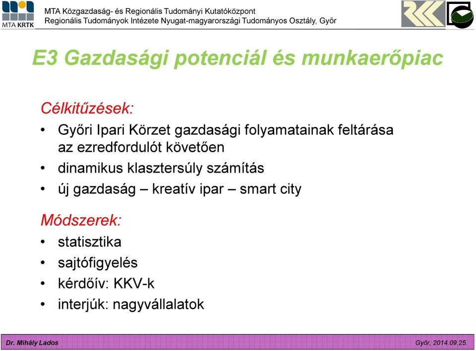 dinamikus klasztersúly számítás új gazdaság kreatív ipar smart city