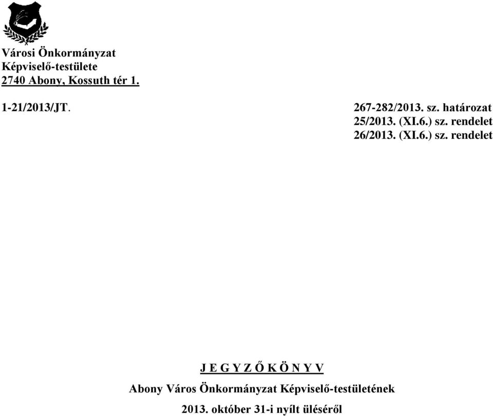 rendelet 26/2013. (XI.6.) sz.