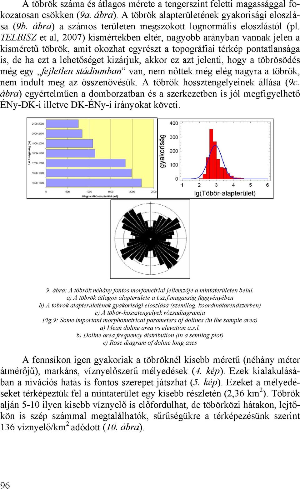 TELBISZ et al, 2007) kismértékben eltér, nagyobb arányban vannak jelen a kisméretű töbrök, amit okozhat egyrészt a topográfiai térkép pontatlansága is, de ha ezt a lehetőséget kizárjuk, akkor ez azt