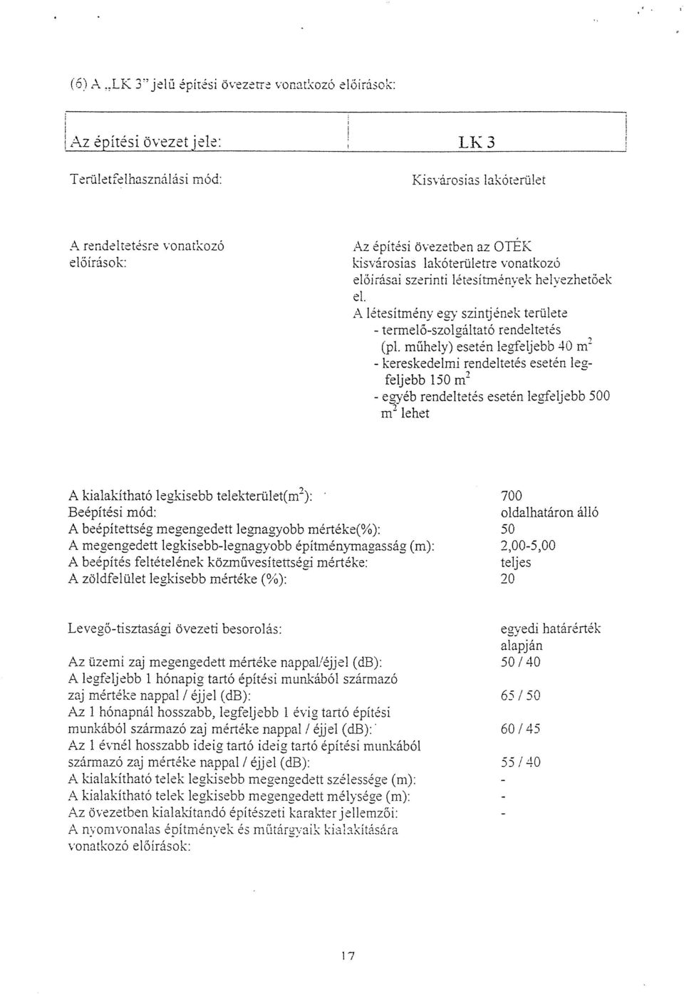 műhely) esetén legfeljebb 40 m2 - kereskedelmi rendeltetés esetén leg feljebb 150 m2 - egyéb rendeltetés esetén legfeljebb 500 m2 lehet A kialakítható legkisebb telekterület(m2):.