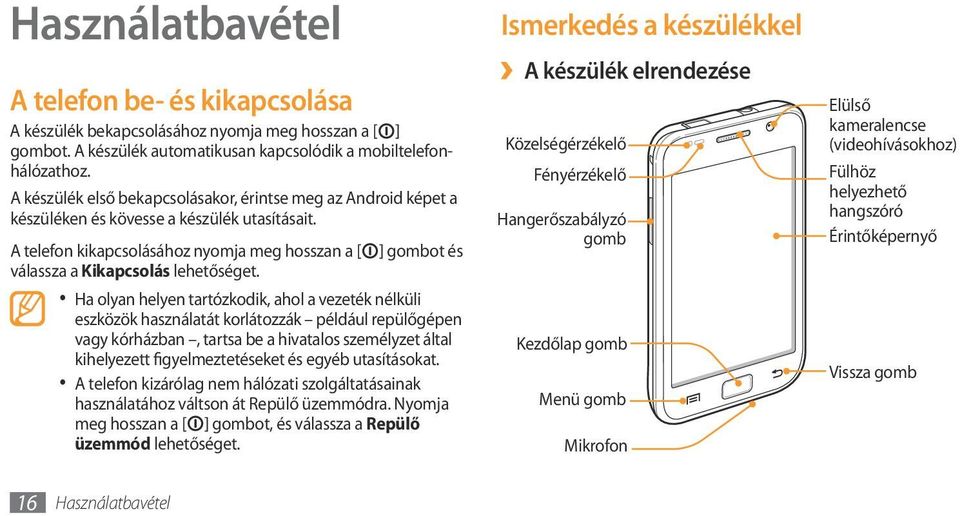 A telefon kikapcsolásához nyomja meg hosszan a [ ] gombot és válassza a Kikapcsolás lehetőséget.