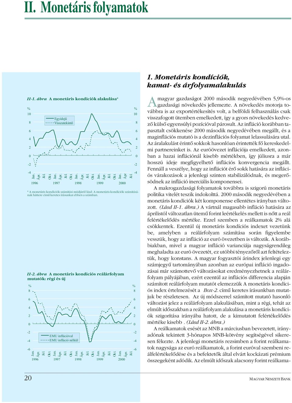 ábra A monetáris kondíciós reálárfolyam mutatók: régi és új - - - EMU inflációval EMU infláció nélkül Jú l. Ok t. Jú l. Ok t. Jú l. Ok t. Jú l. Ok t. Jú l. 199 1997 199 1999 1 - - - - - 1.