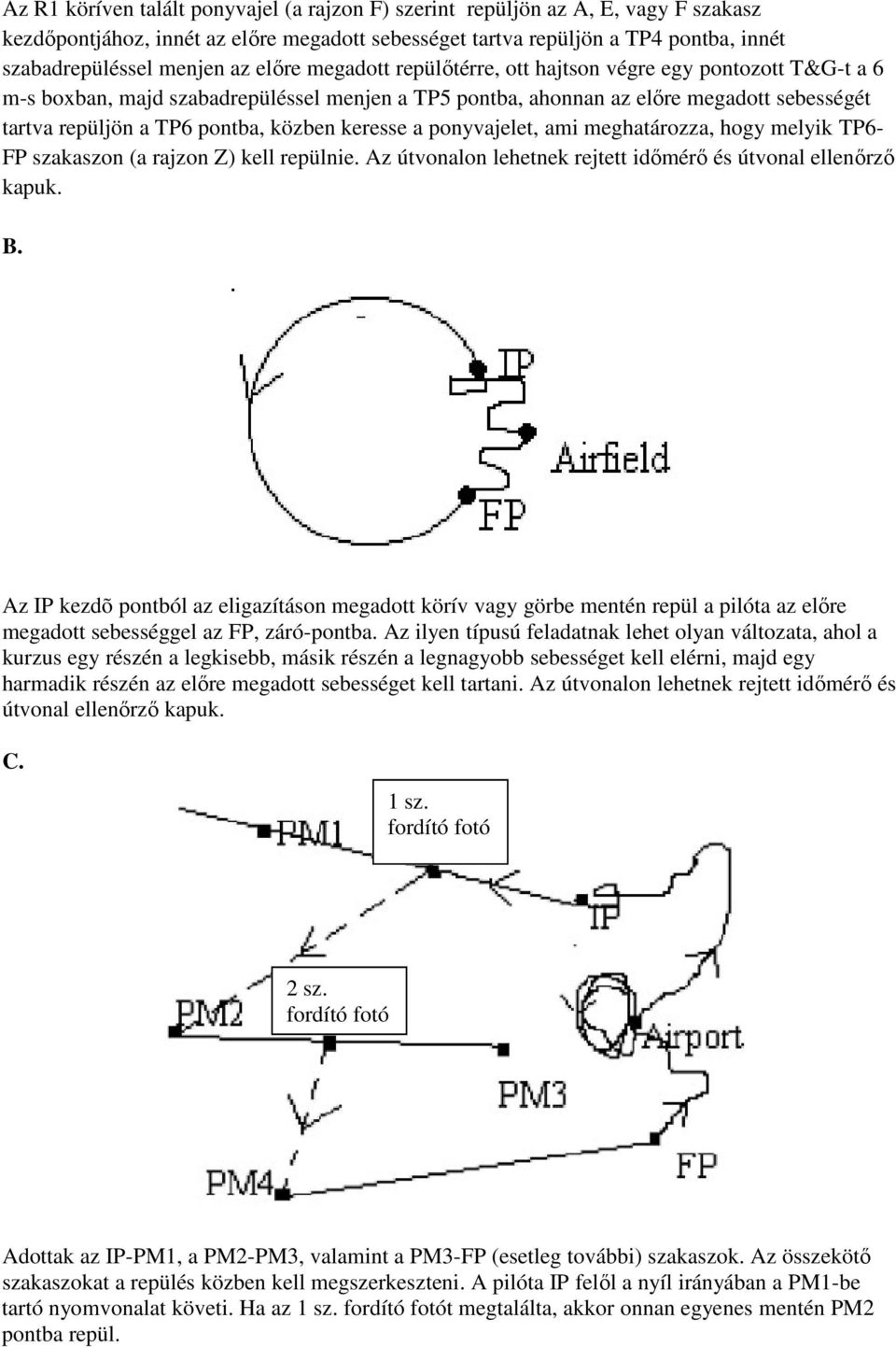 keresse a ponyvajelet, ami meghatározza, hogy melyik TP6- FP szakaszon (a rajzon Z) kell repülnie. Az útvonalon lehetnek rejtett időmérő és útvonal ellenőrző kapuk. B.