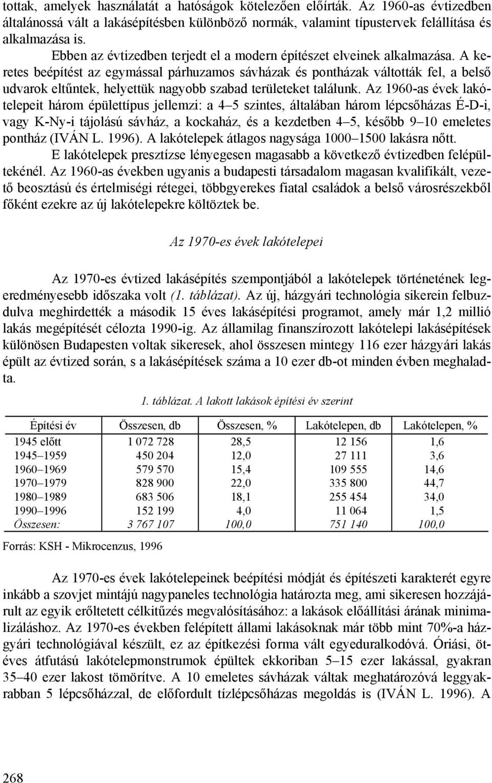 A keretes beépítést az egymással párhuzamos sávházak és pontházak váltották fel, a belső udvarok eltűntek, helyettük nagyobb szabad területeket találunk.