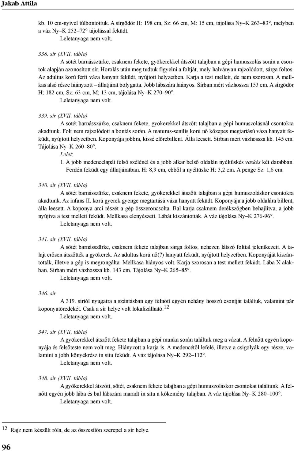 Horolás után meg tudtuk figyelni a foltját, mely halványan rajzolódott, sárga foltos. Az adultus korú férfi váza hanyatt feküdt, nyújtott helyzetben. Karja a test mellett, de nem szorosan.