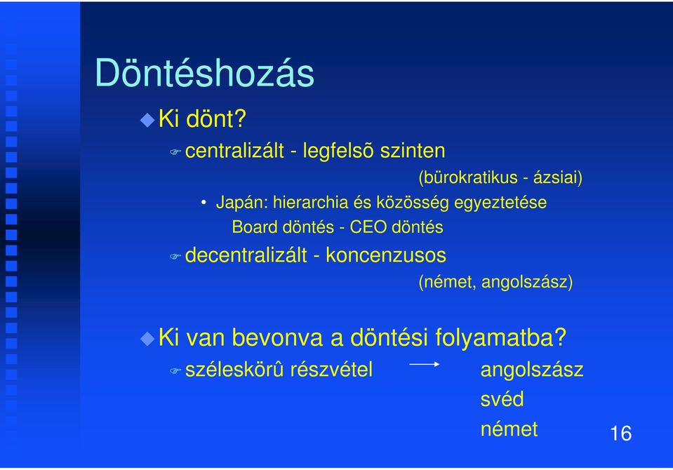 hierarchia és közösség egyeztetése Board döntés - CEO döntés