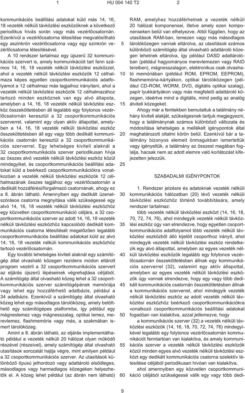 A rendszer tartalmaz egy újszerû 32 kommunikációs szervert is, amely kommunikációt tart fenn számos 14, 16, 18 vezeték nélküli távközlési eszközzel, ahol a vezeték nélküli távközlési eszközök 12