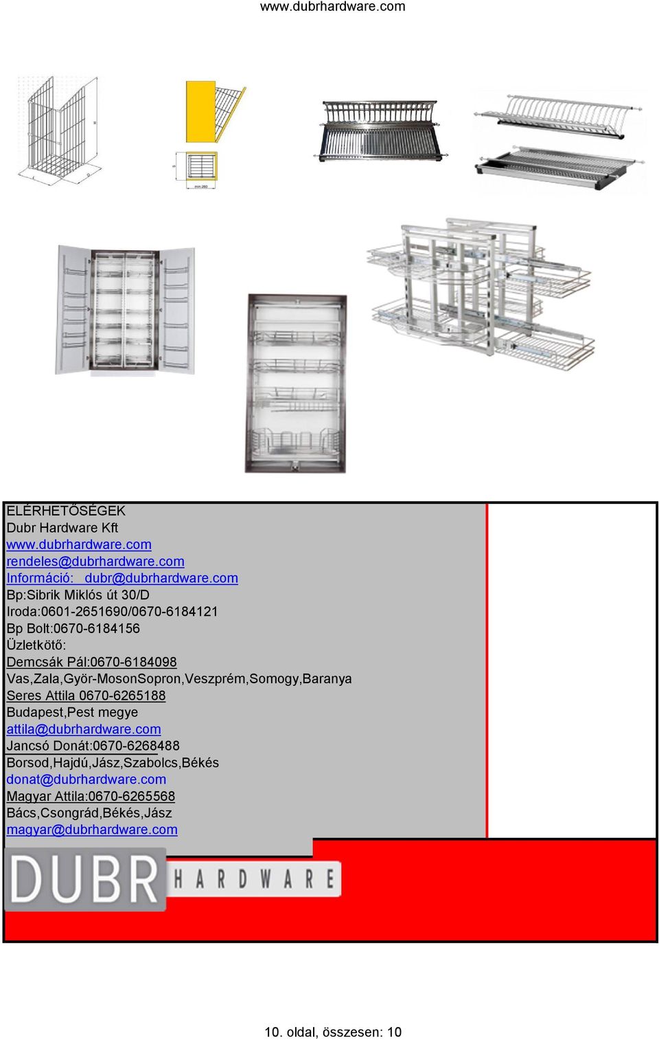 Vas,Zala,Györ-MosonSopron,Veszprém,Somogy,Baranya Seres Attila 0670-6265188 Budapest,Pest megye attila@dubrhardware.