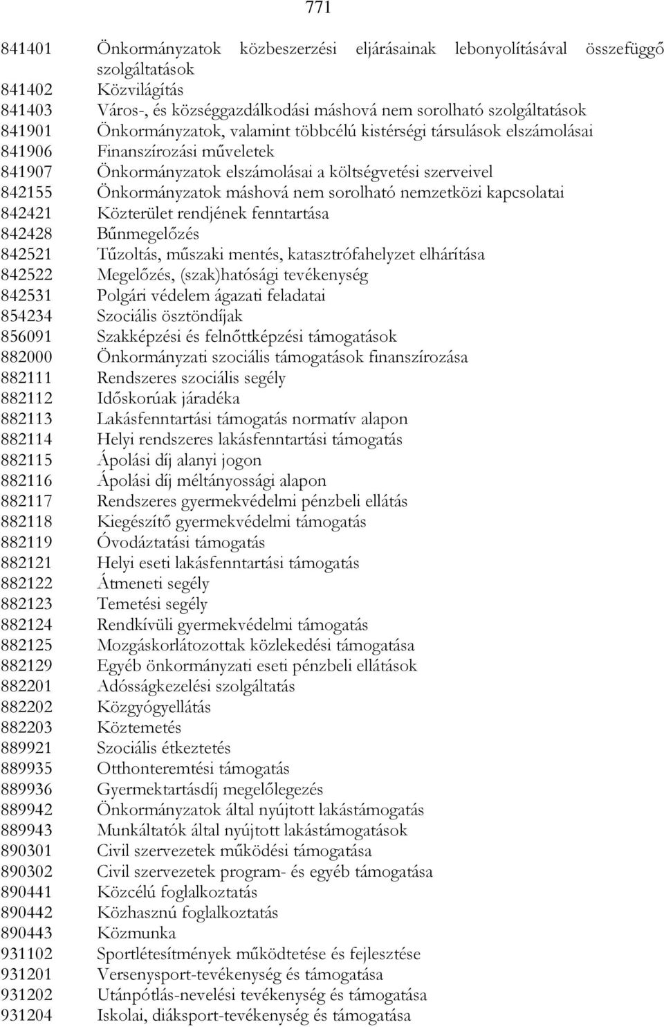 sorolható nemzetközi kapcsolatai 842421 Közterület rendjének fenntartása 842428 Bőnmegelızés 842521 Tőzoltás, mőszaki mentés, katasztrófahelyzet elhárítása 842522 Megelızés, (szak)hatósági