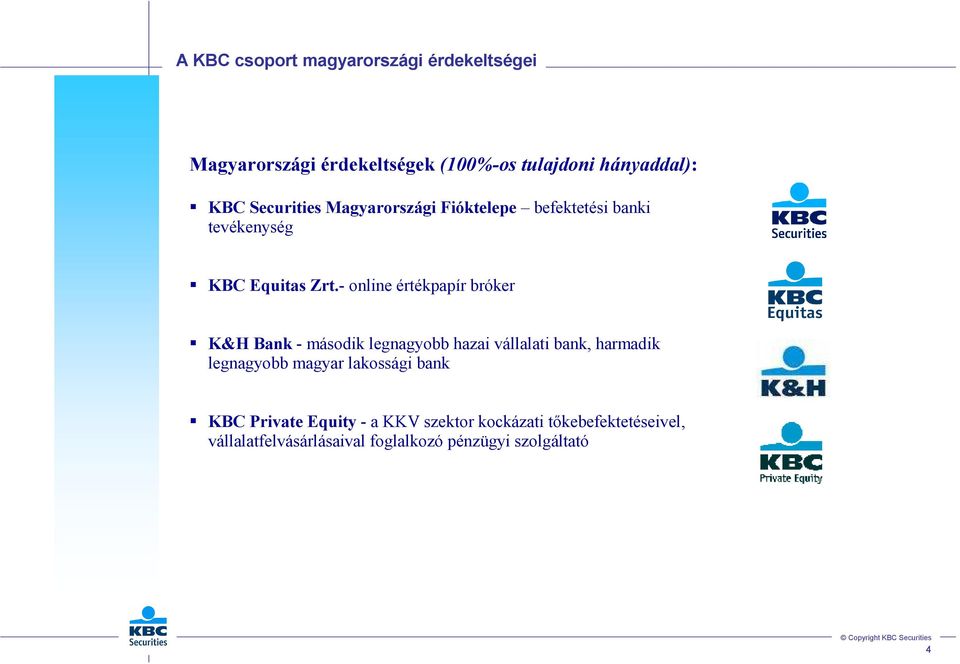 - online értékpapír bróker K&H Bank - második legnagyobb hazai vállalati bank, harmadik legnagyobb magyar
