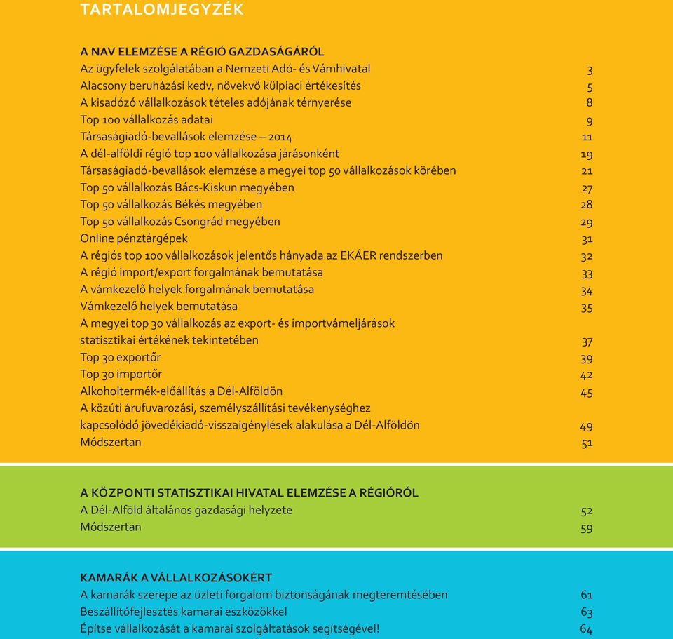 vállalkozások körében 21 Top 50 vállalkozás Bács-Kiskun megyében 27 Top 50 vállalkozás Békés megyében 28 Top 50 vállalkozás Csongrád megyében 29 Online pénztárgépek 31 A régiós top 100 vállalkozások