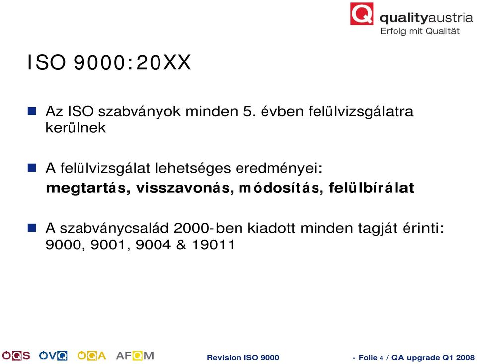 megtartás, visszavonás, m ódosítás, felülbírálat A szabványcsalád