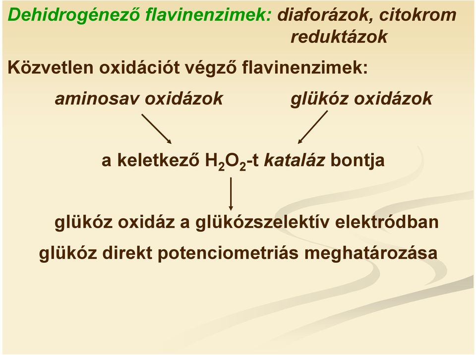 glükóz oxidázok a keletkező H 2 2 -t kataláz bontja glükóz