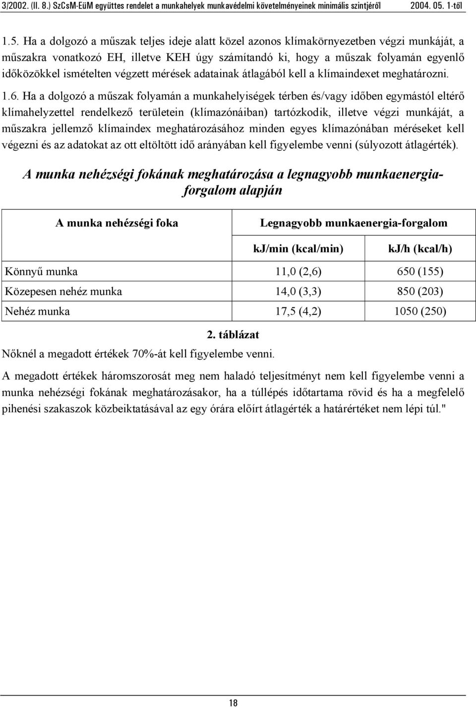 Ha a dolgozó a műszak folyamán a munkahelyiségek térben és/vagy időben egymástól eltérő klímahelyzettel rendelkező területein (klímazónáiban) tartózkodik, illetve végzi munkáját, a műszakra jellemző