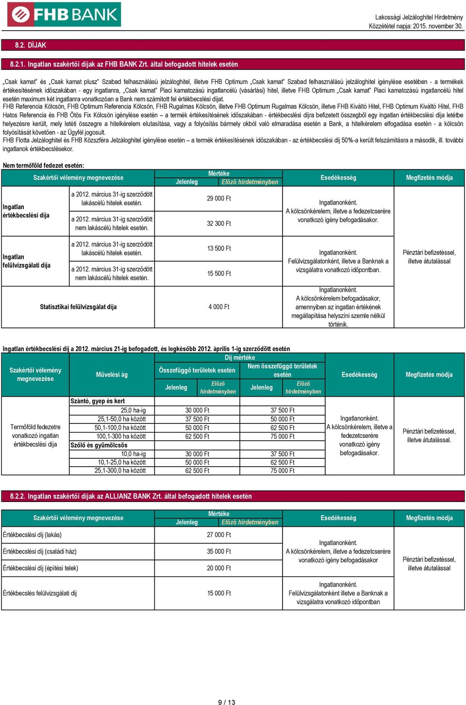 értékesítésének időszakában - egy ingatlanra, Csak kamat Piaci kamatozású ingatlancélú (vásárlási) hitel, illetve FHB Optimum Csak kamat Piaci kamatozású ingatlancélú hitel esetén maximum két