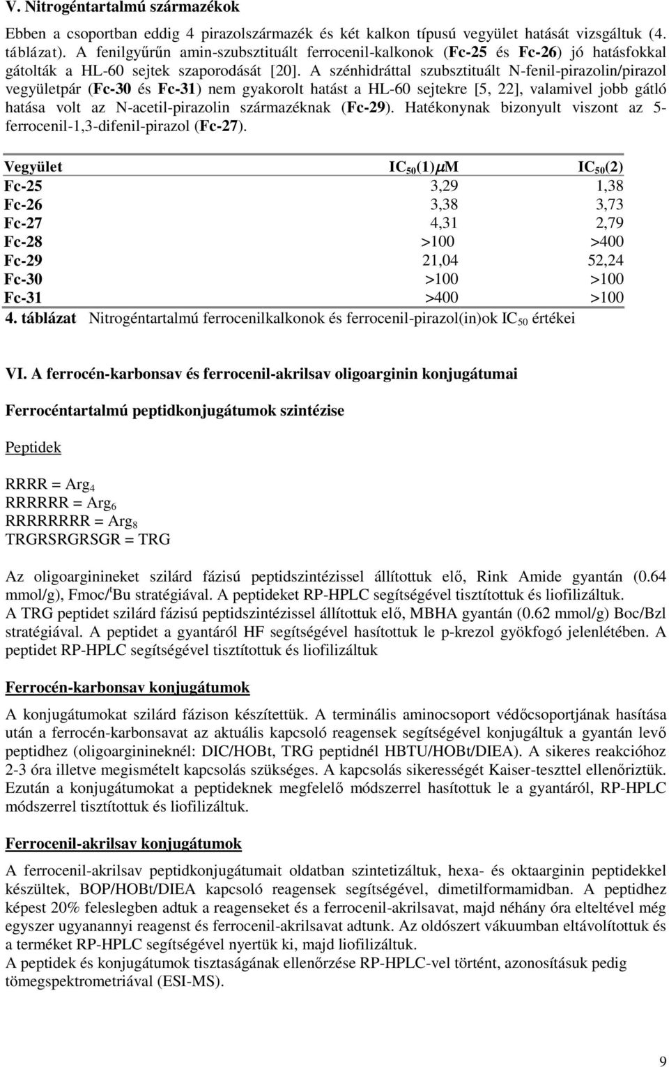 A szénhidráttal szubsztituált -fenil-pirazolin/pirazol vegyületpár (-30 és -31) nem gyakorolt hatást a L-60 sejtekre [5, 22], valamivel jobb gátló hatása volt az -acetil-pirazolin származéknak (-29).