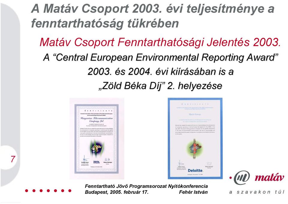 Csoport Fenntarthatósági Jelentés 2003.