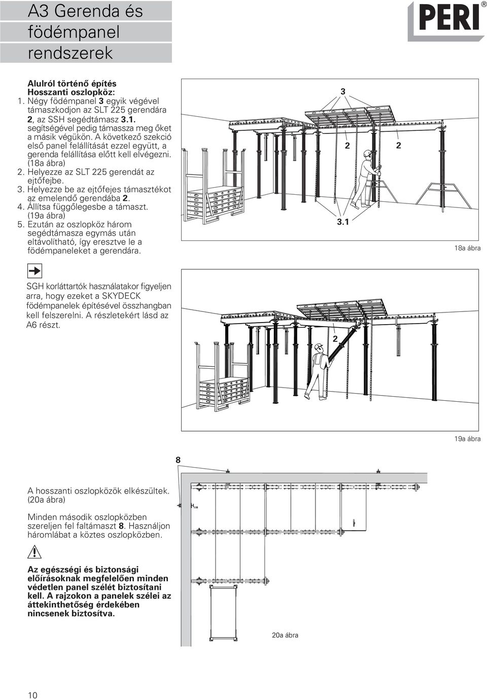 Helyezze be az ejtőfejes támasztékot az emelendő gerendába 2. 4. Állítsa függőlegesbe a támaszt. (19a ábra) 5.